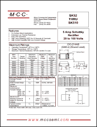 SK510 datasheet: 5.0A, 100V ultra fast recovery rectifier SK510