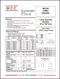 SK33A datasheet: 3.0A, 30V ultra fast recovery rectifier SK33A