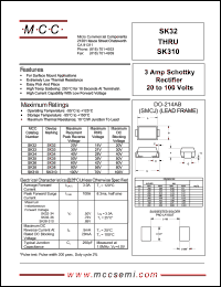 SK32 datasheet: 3.0A, 20V ultra fast recovery rectifier SK32