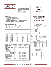 SK1510 datasheet: 15.0A, 100V ultra fast recovery rectifier SK1510