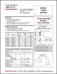 SK102 datasheet: 10.0A, 20V ultra fast recovery rectifier SK102