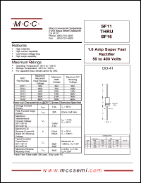 SF13 datasheet: 1.0A, 150V ultra fast recovery rectifier SF13