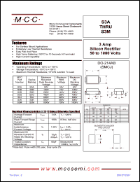 S3D datasheet: 3.0A, 200V ultra fast recovery rectifier S3D