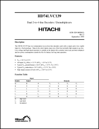 HD74LVC139 datasheet: Dual 2-to-4 line Decoders/Demultiplexers HD74LVC139