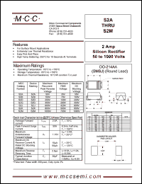 S2B datasheet: 2.0A, 100V ultra fast recovery rectifier S2B