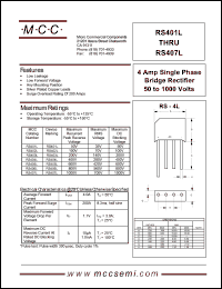 RS406L datasheet: 4.0A, 800V ultra fast recovery rectifier RS406L