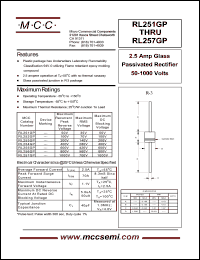 RL253GP datasheet: 2.5A, 200V ultra fast recovery rectifier RL253GP