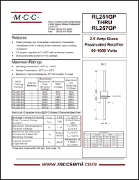 RL255GP datasheet: 2.5A, 600V ultra fast recovery rectifier RL255GP