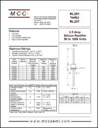 RL251 datasheet: 2.5A, 50V ultra fast recovery rectifier RL251