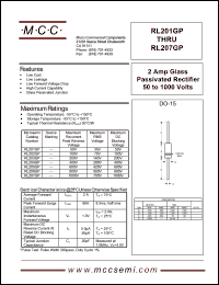 RL205GP datasheet: 2.0A, 600V ultra fast recovery rectifier RL205GP