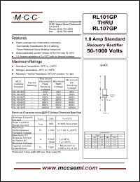 RL101GP datasheet: 1.0A, 50V ultra fast recovery rectifier RL101GP