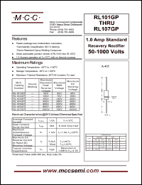 RL106GP datasheet: 1.0A, 800V ultra fast recovery rectifier RL106GP