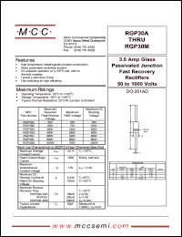 RGP30D datasheet: 3.0A, 200V ultra fast recovery rectifier RGP30D