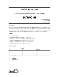 HD74LVC16240A datasheet: 16-bit Buffers/Line Drivers with 3-state inverted outputs HD74LVC16240A