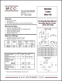 RB411D datasheet: 0.5A, 20V ultra fast recovery rectifier RB411D