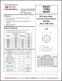 RA503 datasheet: 50.0A, 200V ultra fast recovery rectifier RA503