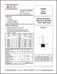 PF506 datasheet: 50A, 800V ultra fast recovery rectifier PF506