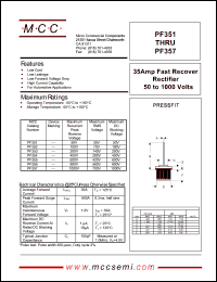 PF351 datasheet: 35A, 50V ultra fast recovery rectifier PF351