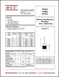 PF251 datasheet: 25A, 50V ultra fast recovery rectifier PF251