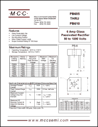 PB62 datasheet: 6.0A, 200V ultra fast recovery rectifier PB62