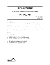 HD74LVCZ16244A datasheet: 16-bit Buffers/Line Drivers/Line Receivers with non-inverted 3-state outputs (live insertion) HD74LVCZ16244A