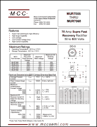 MUR7010 datasheet: 70A, 100V ultra fast recovery rectifier MUR7010