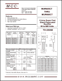 MUR605CT datasheet: 6.0A, 50V ultra fast recovery rectifier MUR605CT