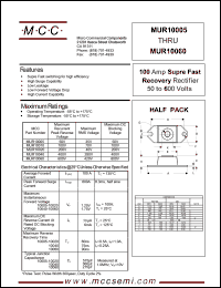 MUR10005 datasheet: 100A, 50V ultra fast recovery rectifier MUR10005