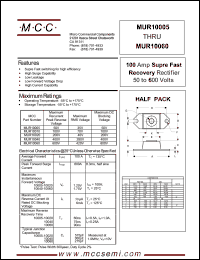 MUR10020 datasheet: 100A, 200V ultra fast recovery rectifier MUR10020