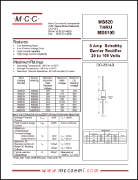 MS845 datasheet: 8A, 45V ultra fast recovery rectifier MS845