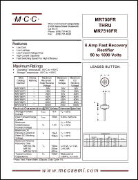 MR758FR datasheet: 6.0A, 800V ultra fast recovery rectifier MR758FR