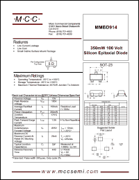 MMBD914 datasheet: 100V ultra fast recovery rectifier MMBD914