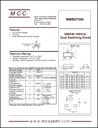 MMBD7000 datasheet: 100V ultra fast recovery rectifier MMBD7000
