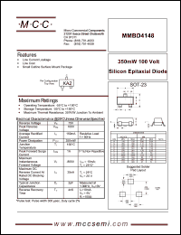 MMBD4148 datasheet: 100V ultra fast recovery rectifier MMBD4148