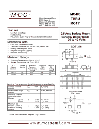 MC400 datasheet: 0.5A, 40V ultra fast recovery rectifier MC400