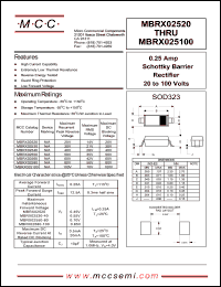 MBRX02520 datasheet: 0.25A, 20V ultra fast recovery rectifier MBRX02520