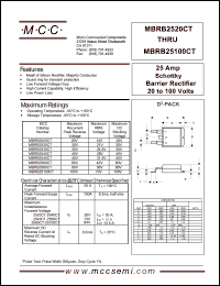 MBRB25100CT datasheet: 25A, 100V ultra fast recovery rectifier MBRB25100CT