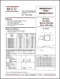 MBRB2035CT datasheet: 20A, 35V ultra fast recovery rectifier MBRB2035CT