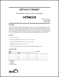 HD74ALVCH16825 datasheet: 18-bit Buffer / Driver with 3-state Outputs HD74ALVCH16825