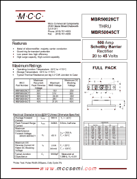 MBR50020CT datasheet: 500A, 20V ultra fast recovery rectifier MBR50020CT