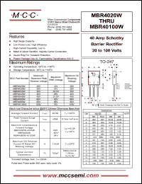 MBR4020W datasheet: 40A, 20V ultra fast recovery rectifier MBR4020W