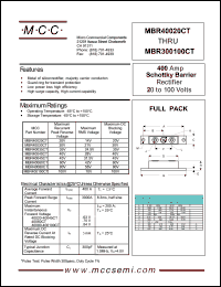 MBR40020CT datasheet: 400A, 20V ultra fast recovery rectifier MBR40020CT