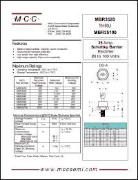 MBR3540 datasheet: 35A, 40V ultra fast recovery rectifier MBR3540