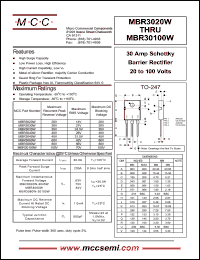 MBR3030W datasheet: 30A, 30V ultra fast recovery rectifier MBR3030W