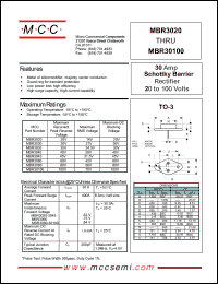 MBR30100 datasheet: 30A, 100V ultra fast recovery rectifier MBR30100