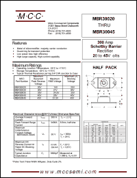 MBR30020 datasheet: 300A, 20V ultra fast recovery rectifier MBR30020