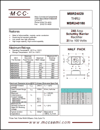 MBR240100 datasheet: 240A, 100V ultra fast recovery rectifier MBR240100