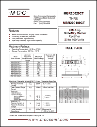 MBR20035CT datasheet: 200A, 35V ultra fast recovery rectifier MBR20035CT