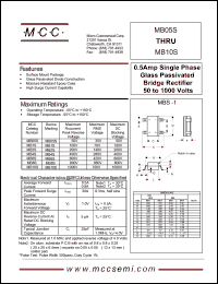 MB1S datasheet: 0.5A, 100V ultra fast recovery rectifier MB1S