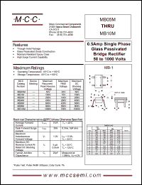 MB10M datasheet: 0.5A, 1000V ultra fast recovery rectifier MB10M